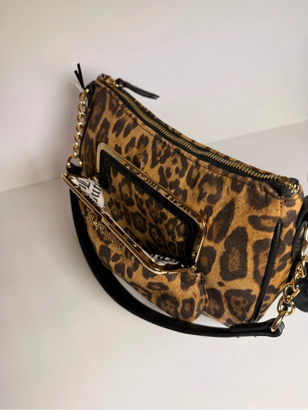 Juicy Couture Leopard-Print Shoulder Bag with Black Bow